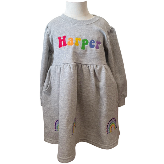 Rainbow Sweatshirt Dress - girls