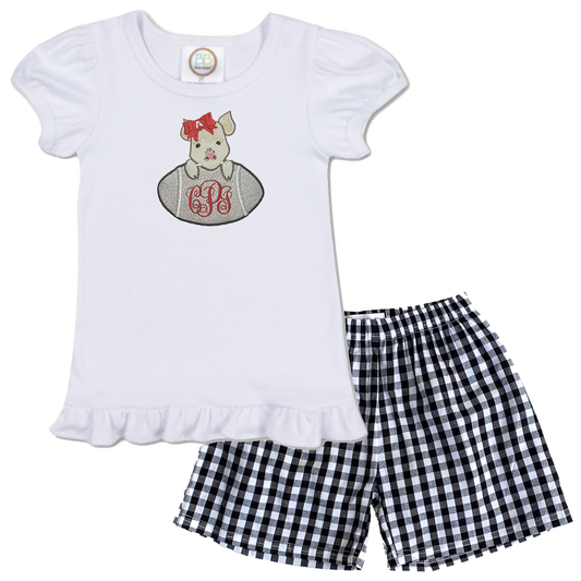 Baby Razorback - girls football short sleeve outfit