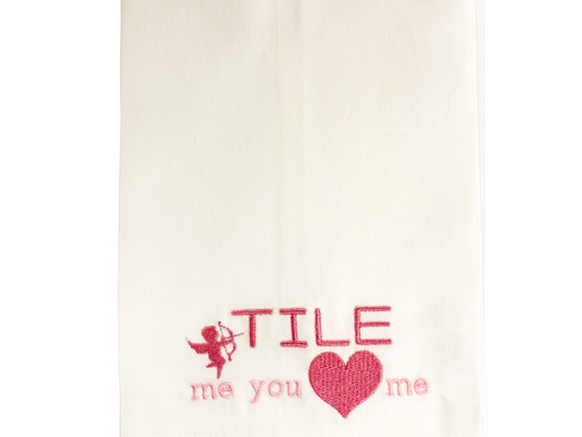 Mahjong Valentine Linen Guest towel - Tile Me