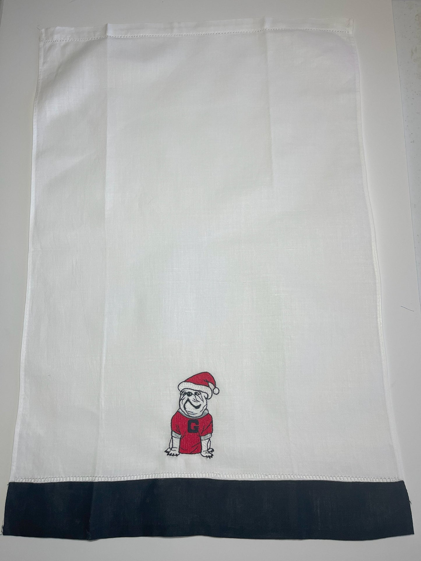 UGA Christmas linen guest towel red or black border - all Dawgs need these!