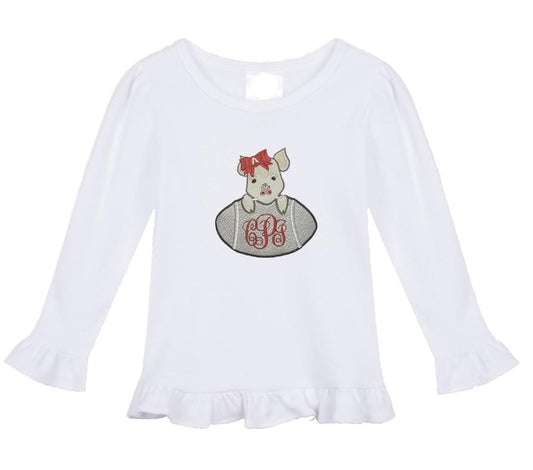 Baby Razorback - girls football long sleeve outfit