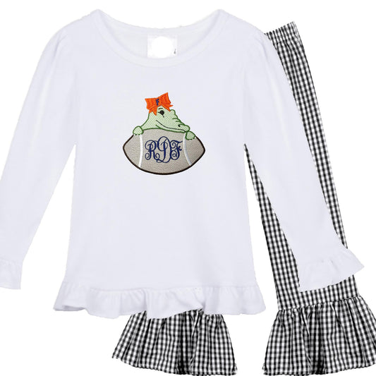 Florida girls' outfit long sleeve gingham pants