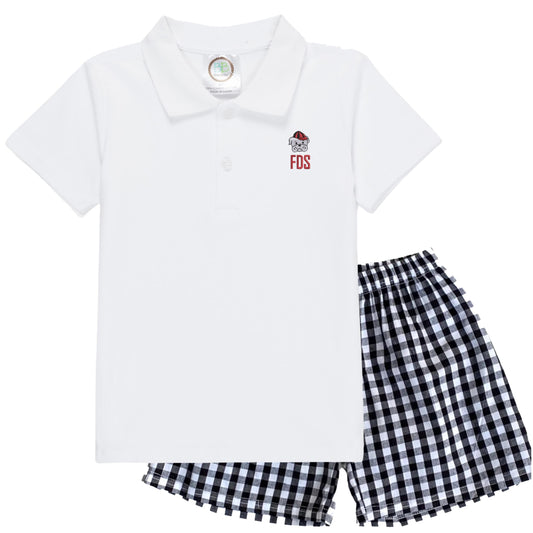 Bulldog boys' outfit golf shirt and gingham shorts baby bulldog