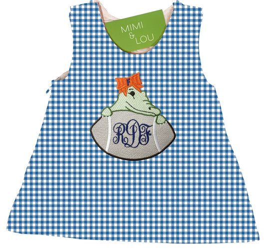 Baby Alligator Football gingham dress