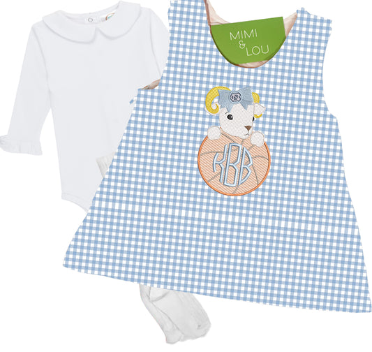 Baby Ram Basketball gingham dress