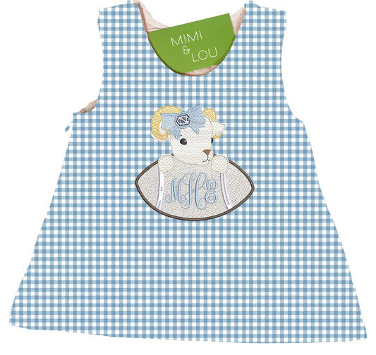Baby Ram Football gingham dress