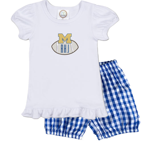 Foorball Baby girls shirt and gingham shorts