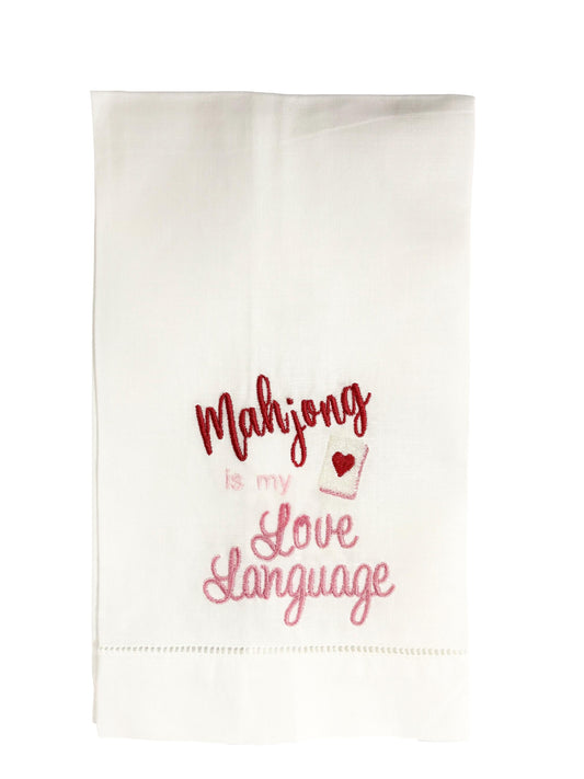 Mahjong Valentine Linen Guest towel - Love Language
