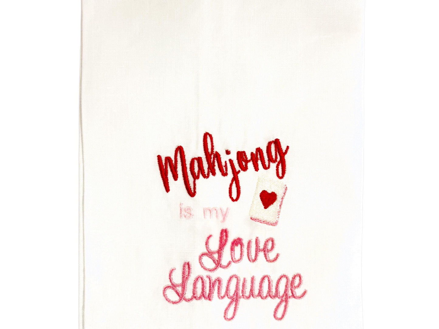 Mahjong Valentine Linen Guest towel - Love Language