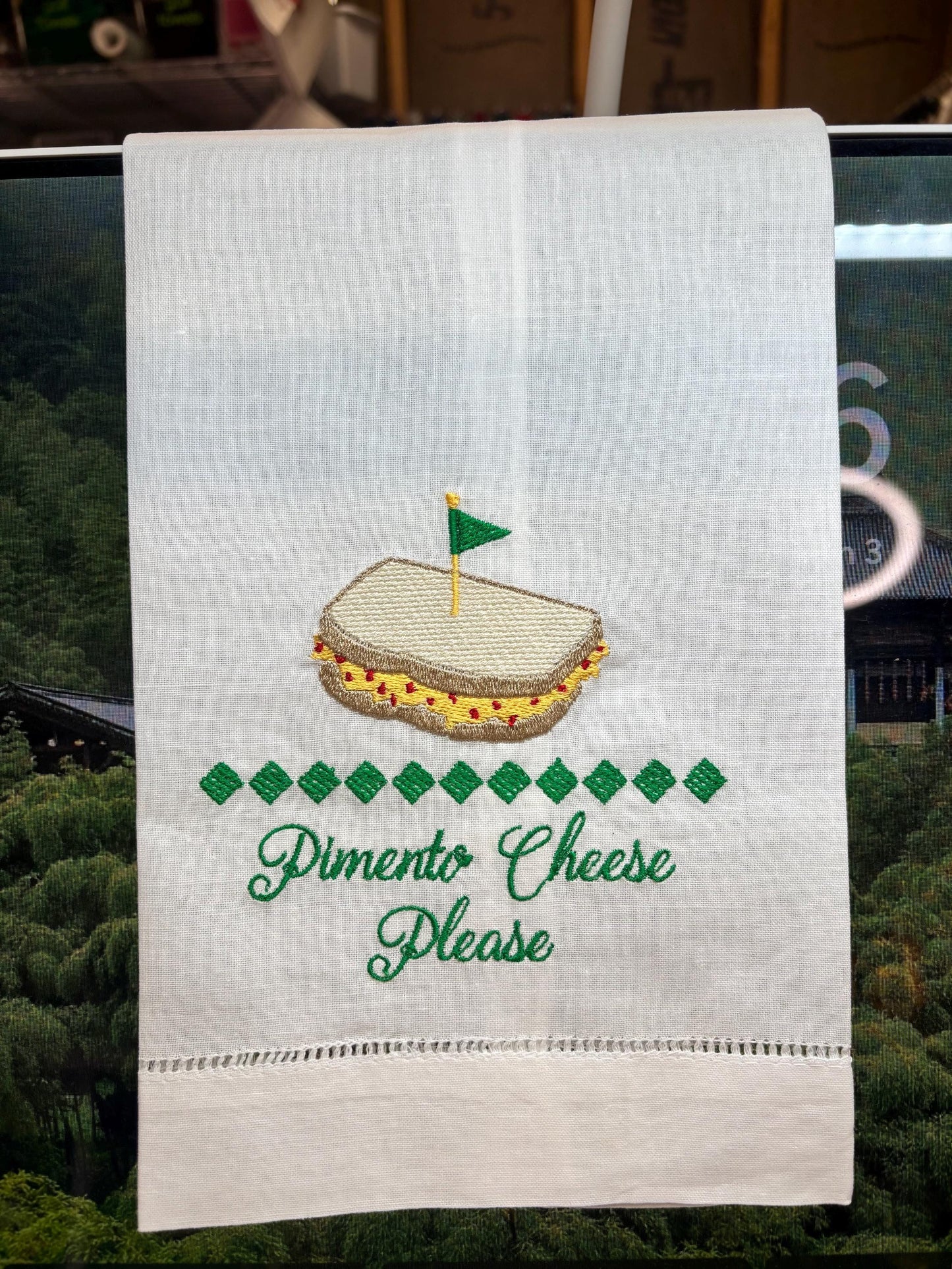 Pimento Cheese, Please! Linen Guest towel