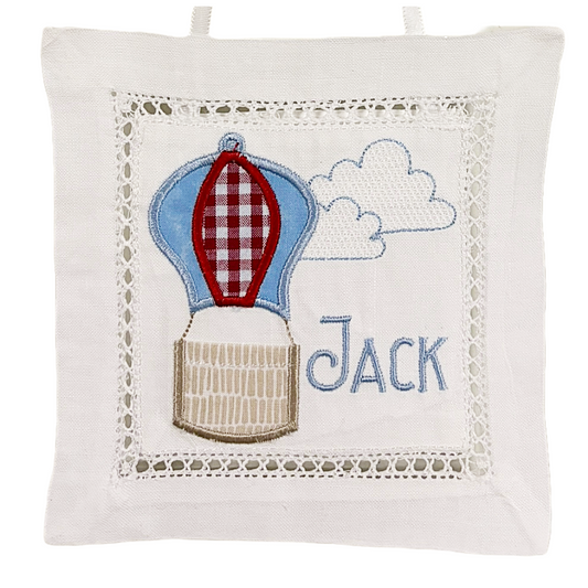 Tooth Fairy Hot Air Balloon Applique Small Pillow (6 inch)
