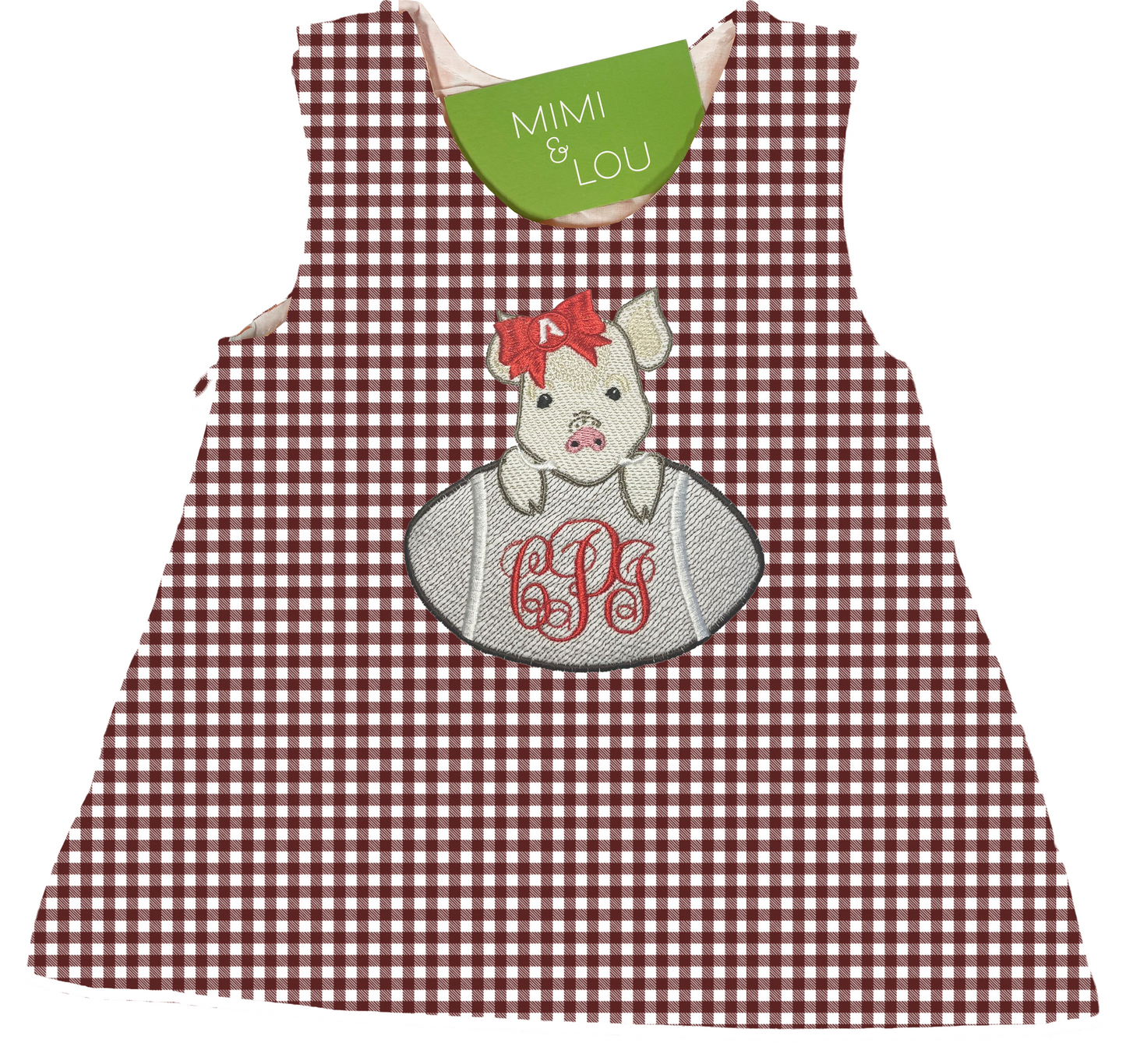 Baby Razorback - girls football gingham dress