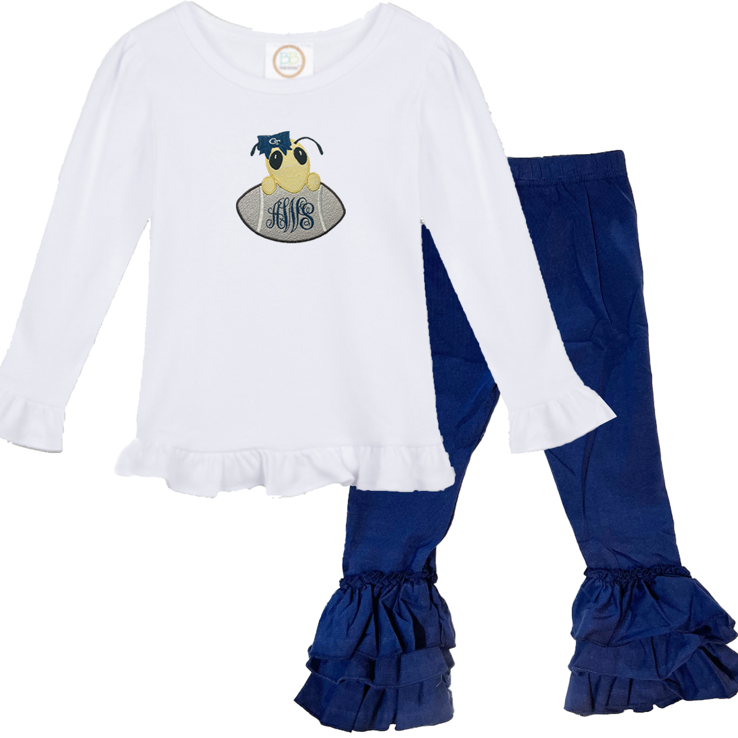 Georgia Tech long sleeve outfit navy icing pants - girls