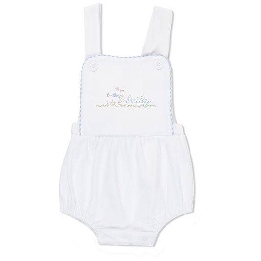 Baby boy sunsuit - proud puppy - personalized