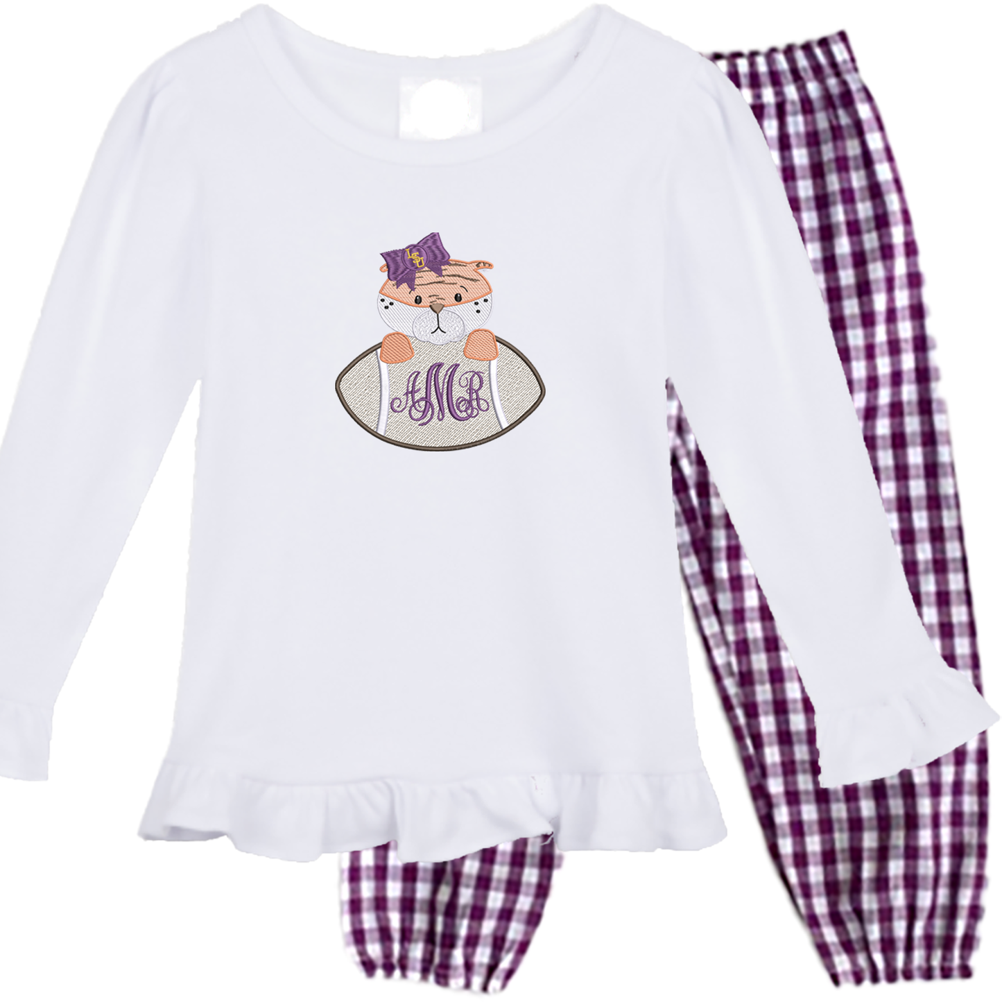 LSU outfit gingham - girls