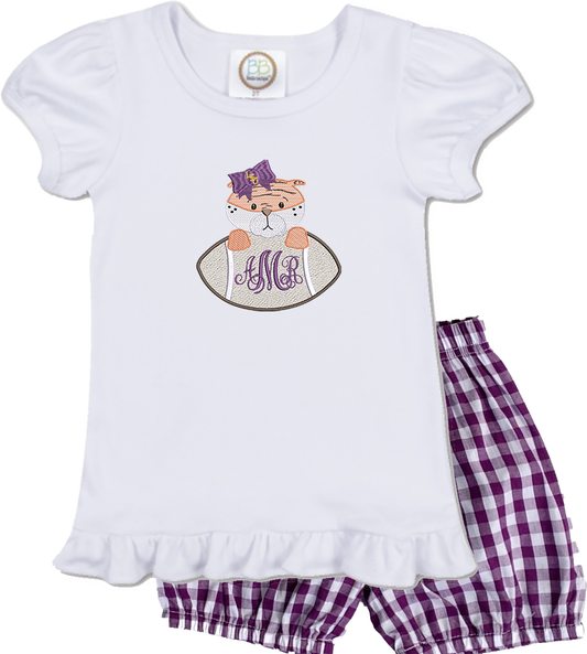 LSU - girls football short sleeve