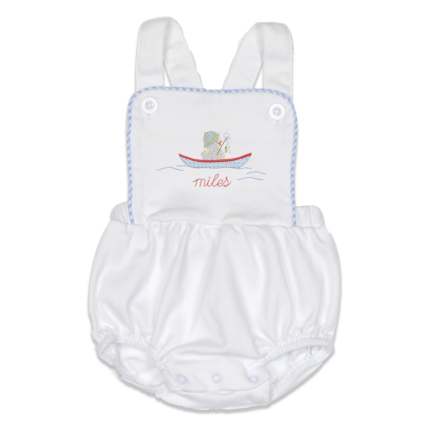 Baby boy sunsuit - duck in boat - personalized