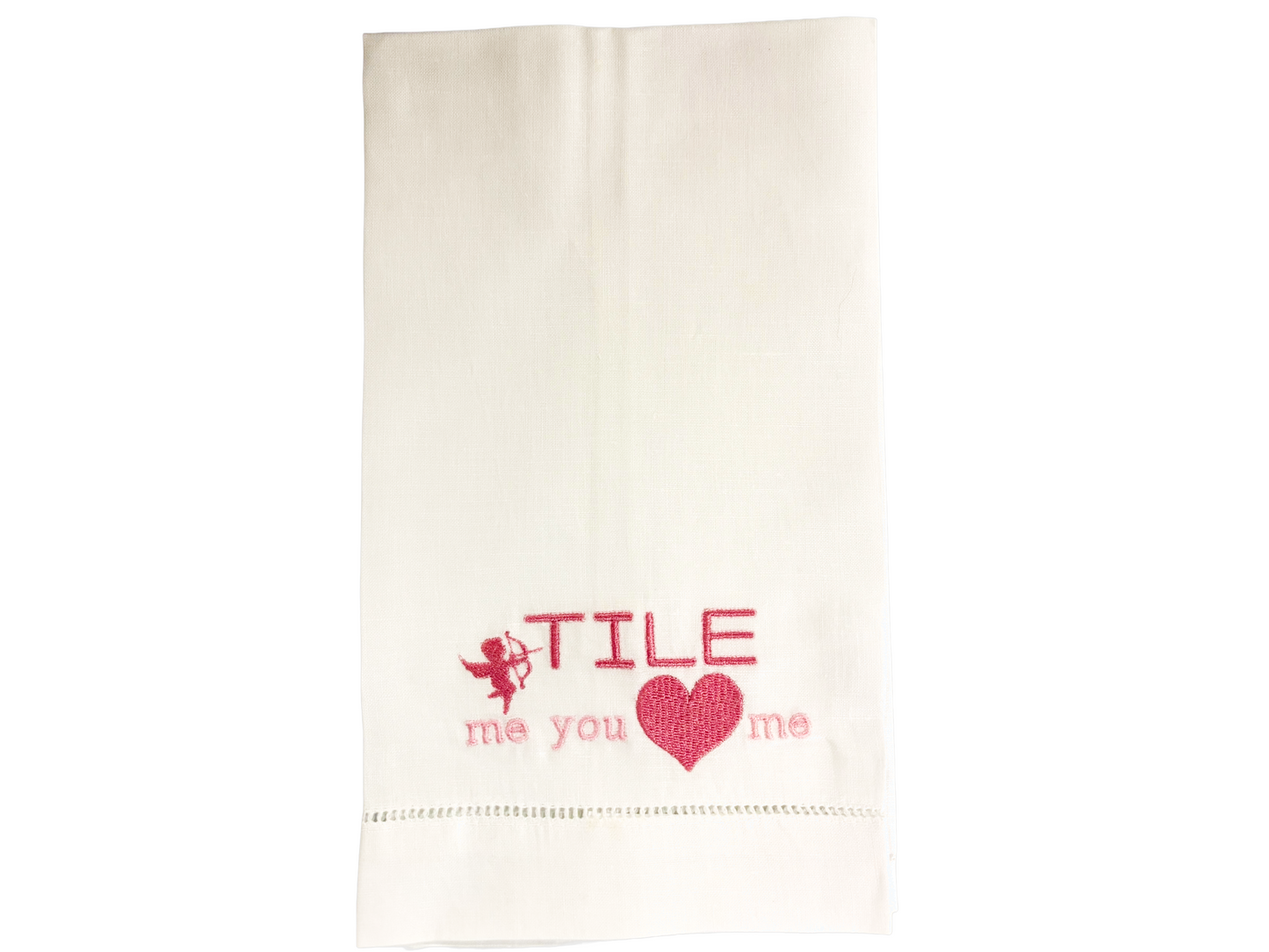 Mahjong Valentine Linen Guest towel - Tile Me