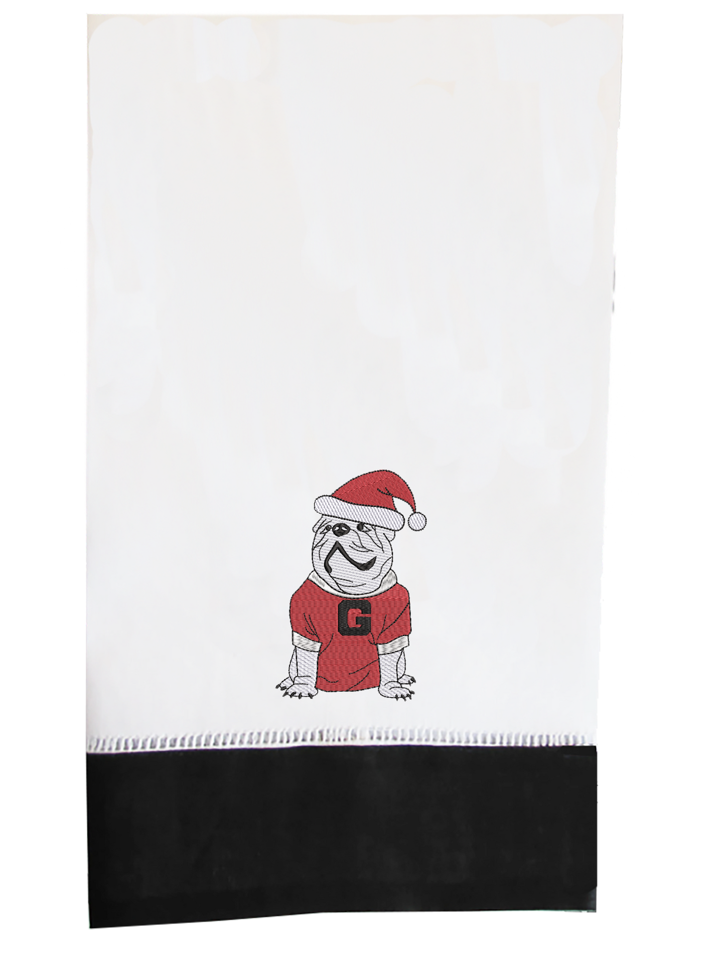 UGA Christmas Personalized guest towel black border