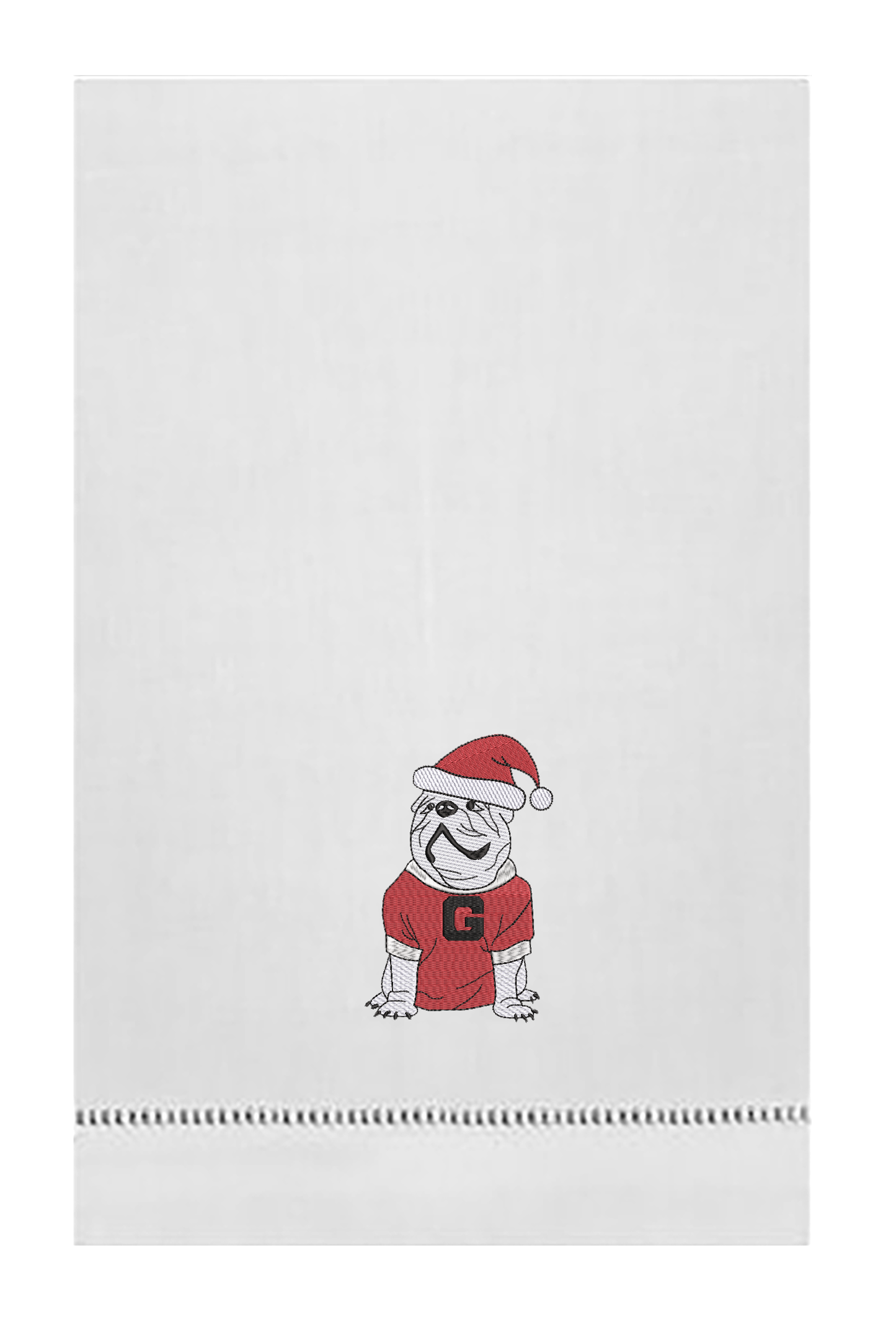 UGA Christmas guest towel Linen Hemstitch