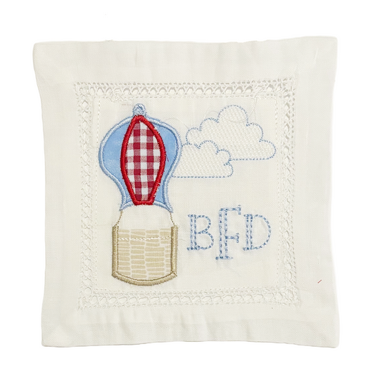 Tooth Fairy Hot Air Balloon Applique Small Pillow (6 inch)