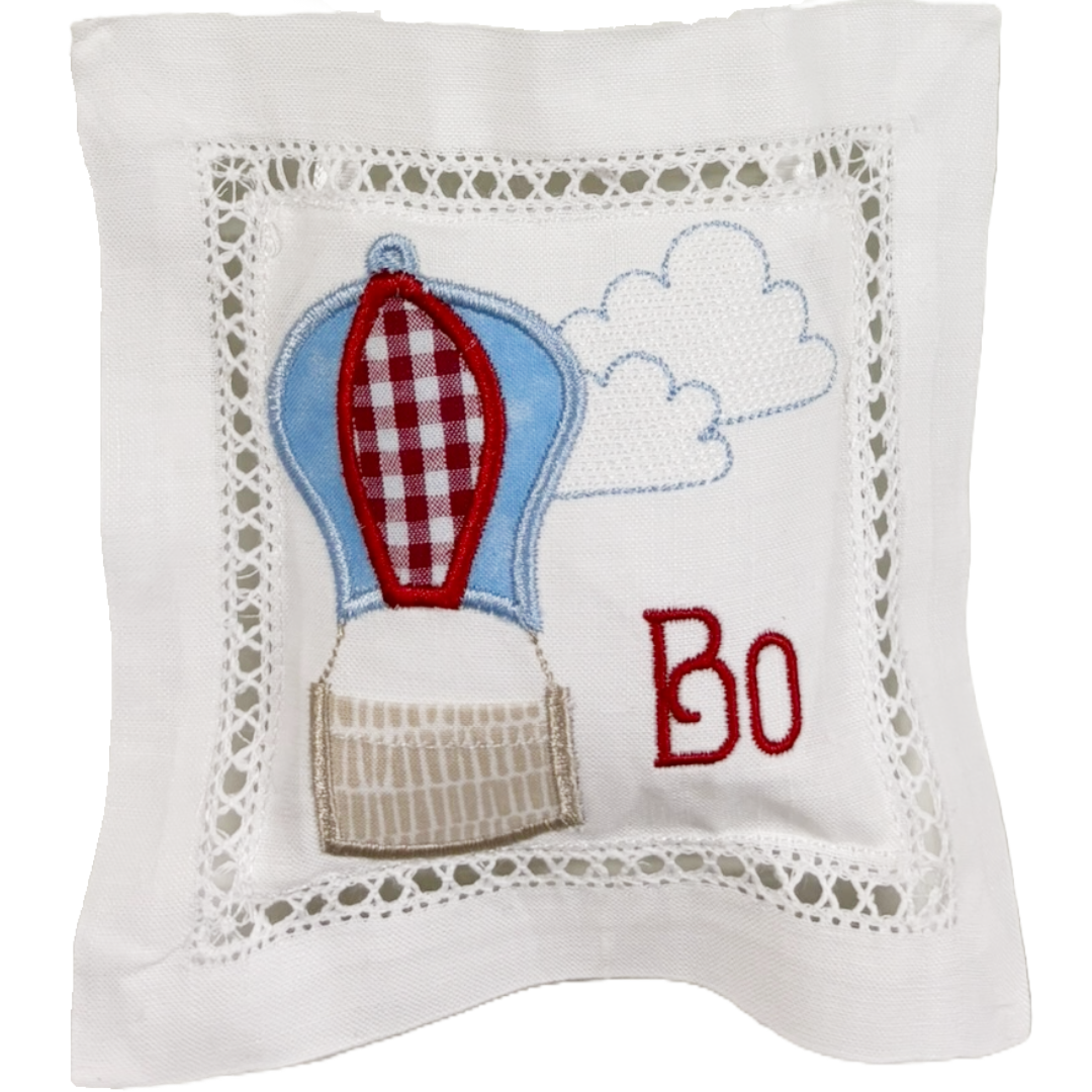 Tooth Fairy Hot Air Balloon Applique Small Pillow (6 inch)