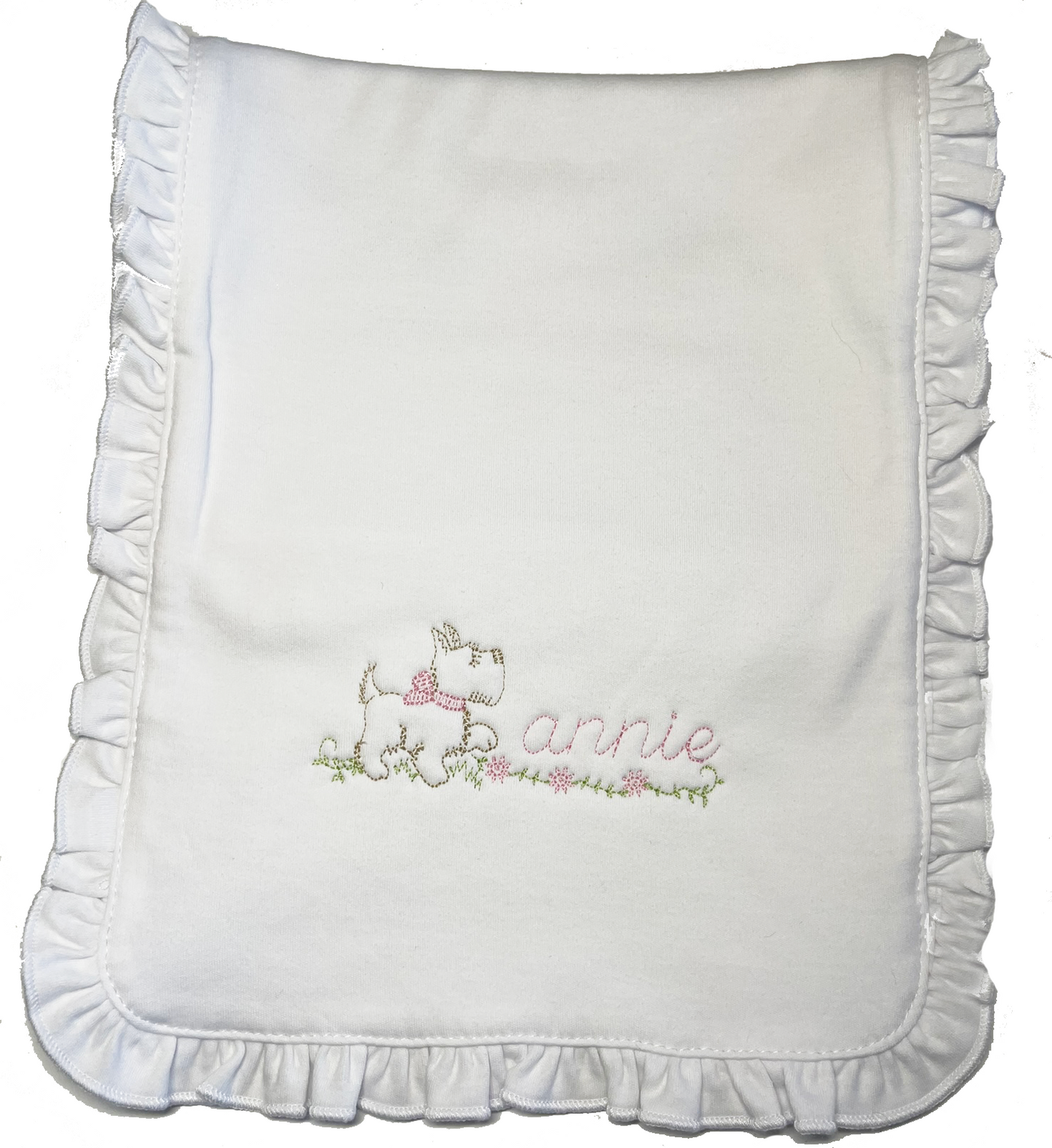 Proud Puppy bib, burpcloth and blanket set - personalized -  Vintage style embroidery