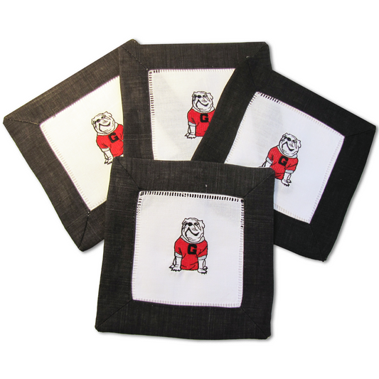 UGA cocktail napkins set, black border
