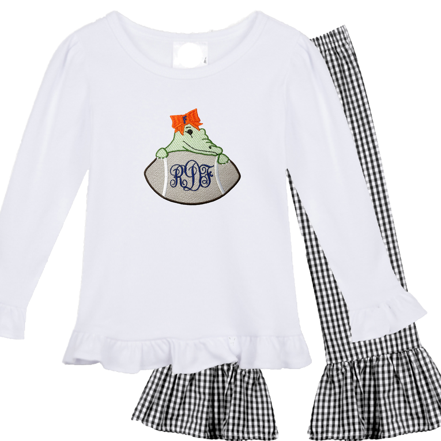 Florida long sleeve outfit with gingham- girls