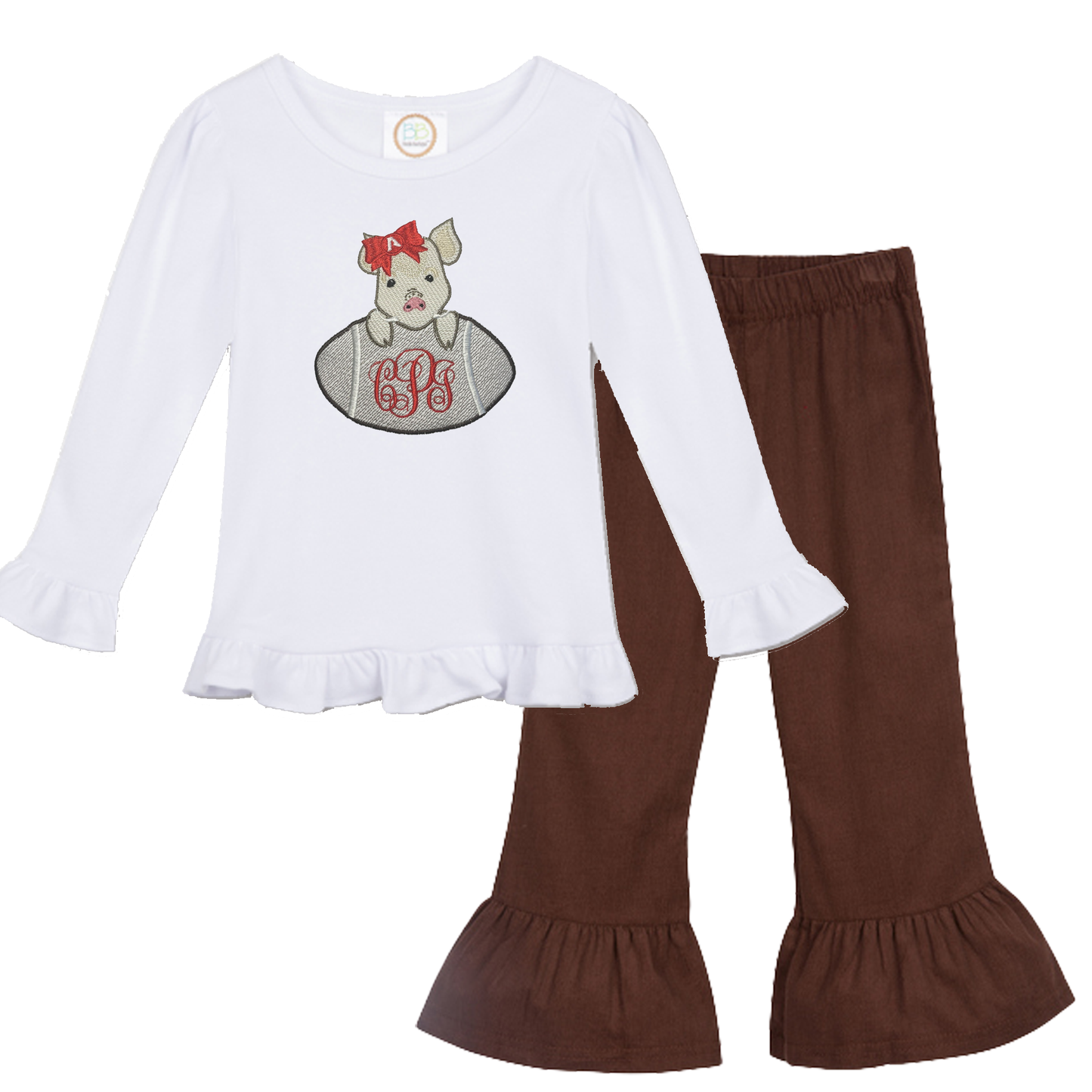 Baby Razorback - girls football long sleeve outfit