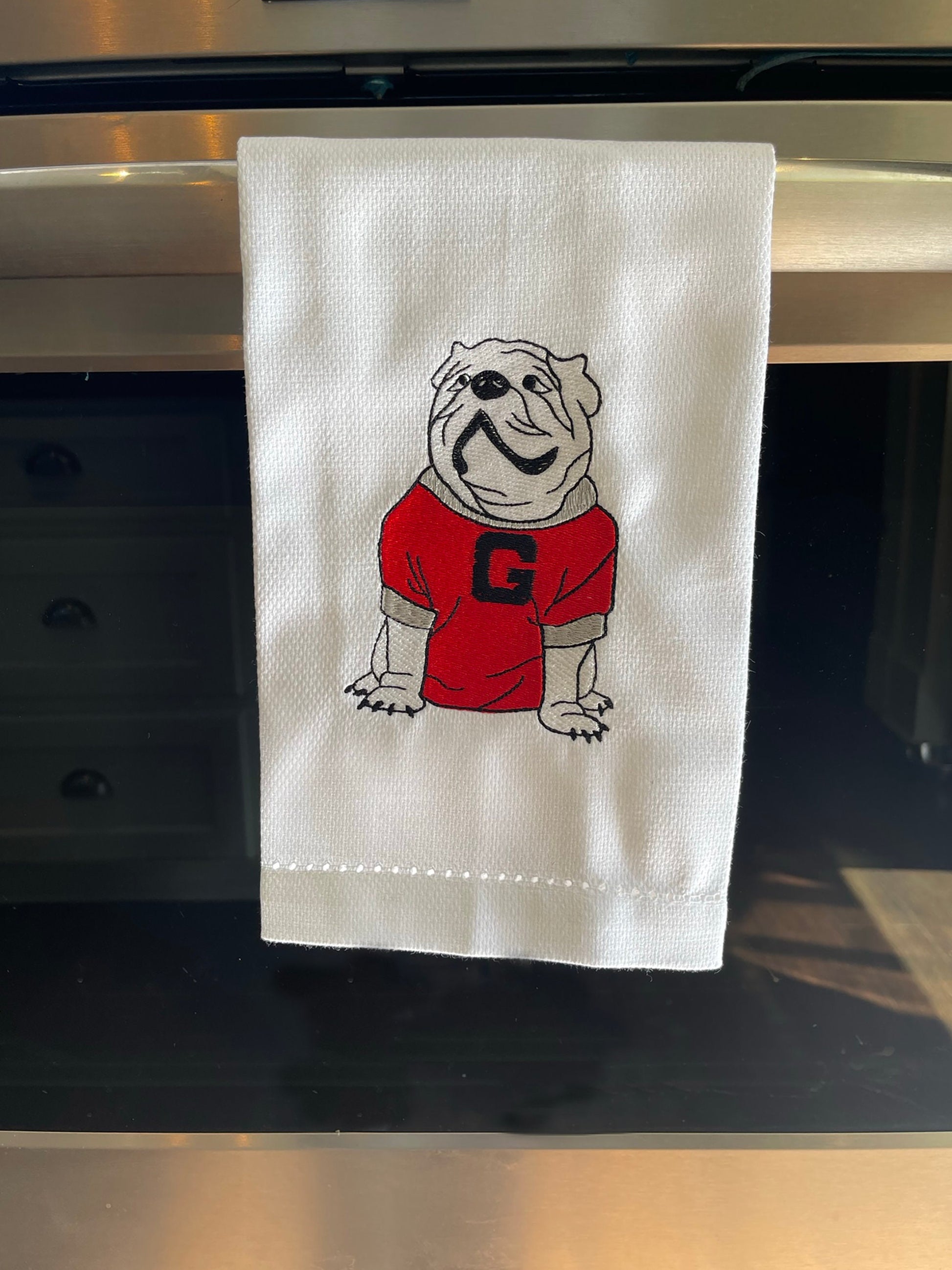 Buldog Kitchen Towel embroidered
