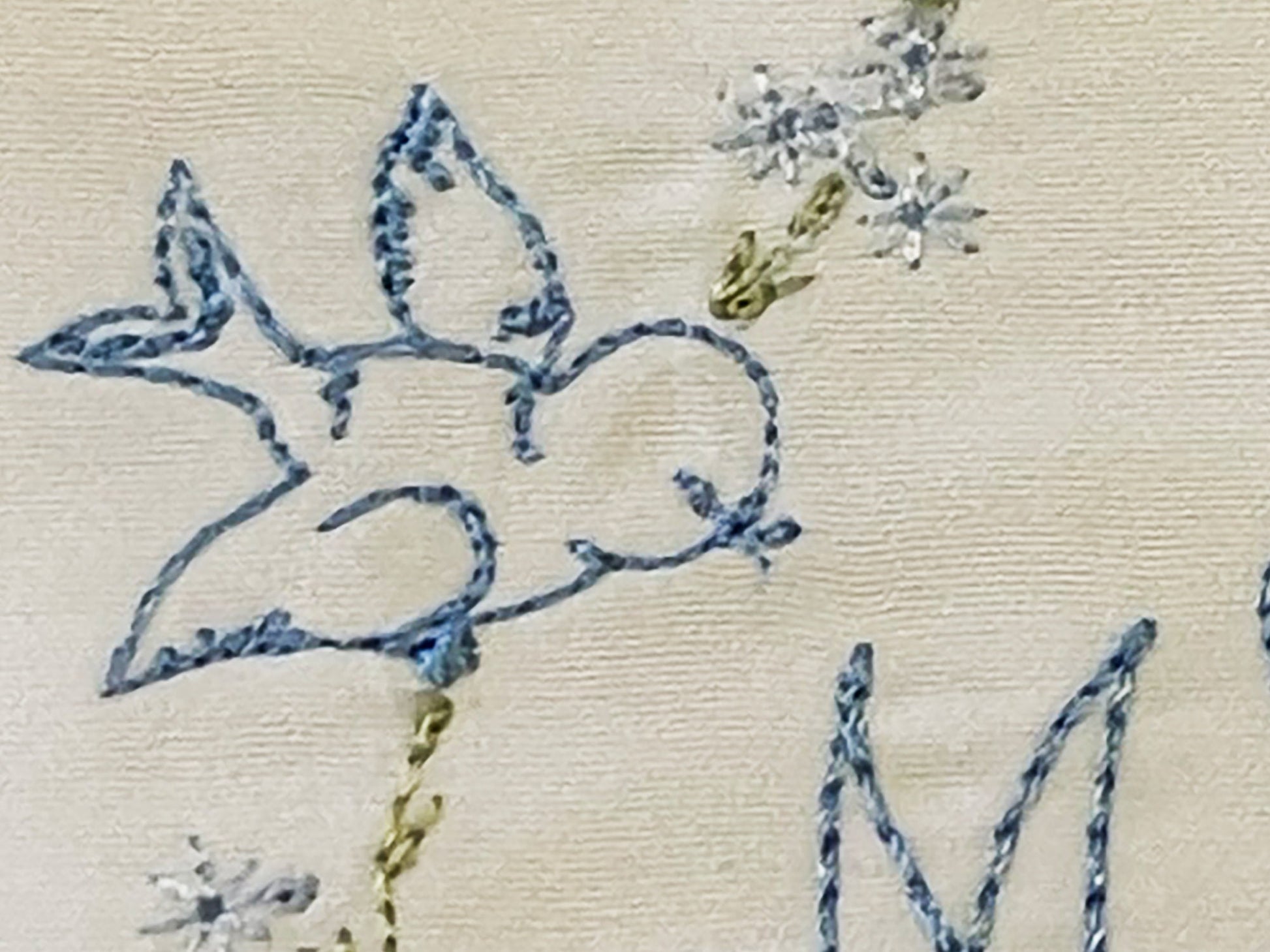 Vintage style embroidered pillowcase pair with monogram