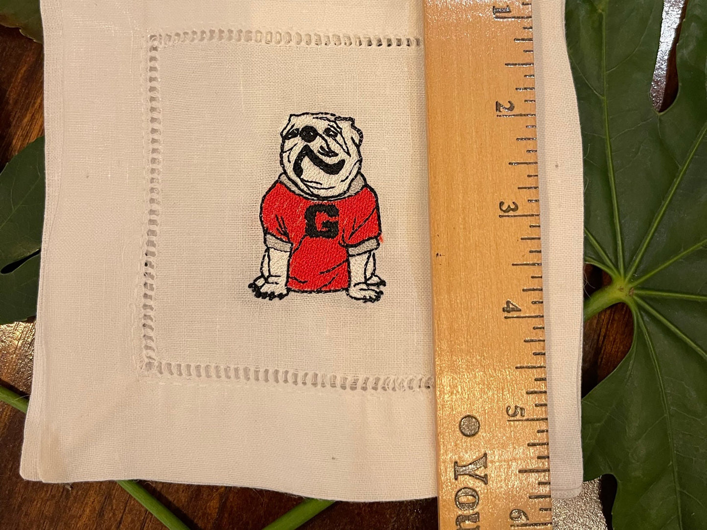 UGA cocktail napkins set of 4 - all Dawgs need these! Natural linen.