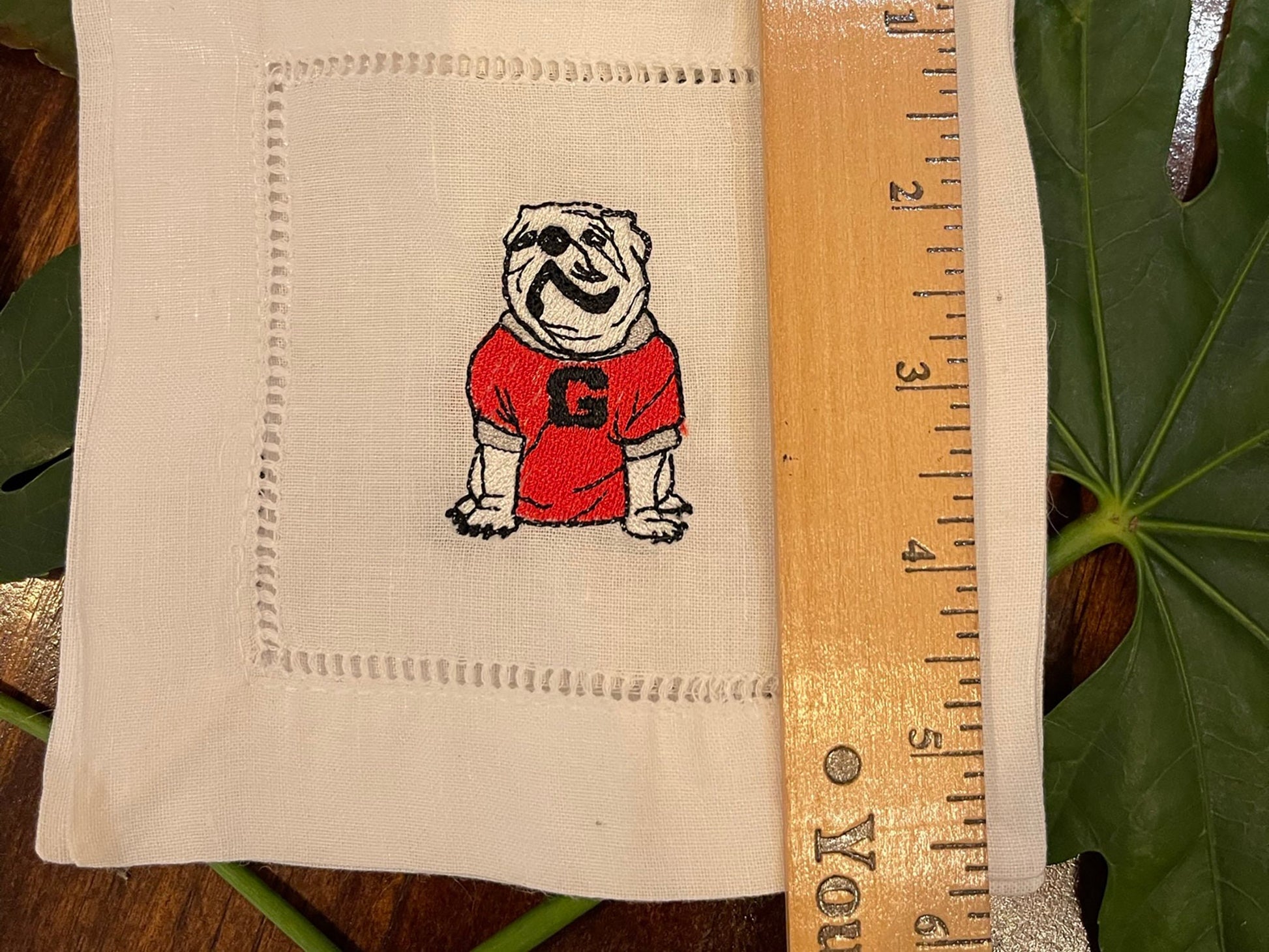 UGA cocktail napkins set of 4 - all Dawgs need these! Natural linen.