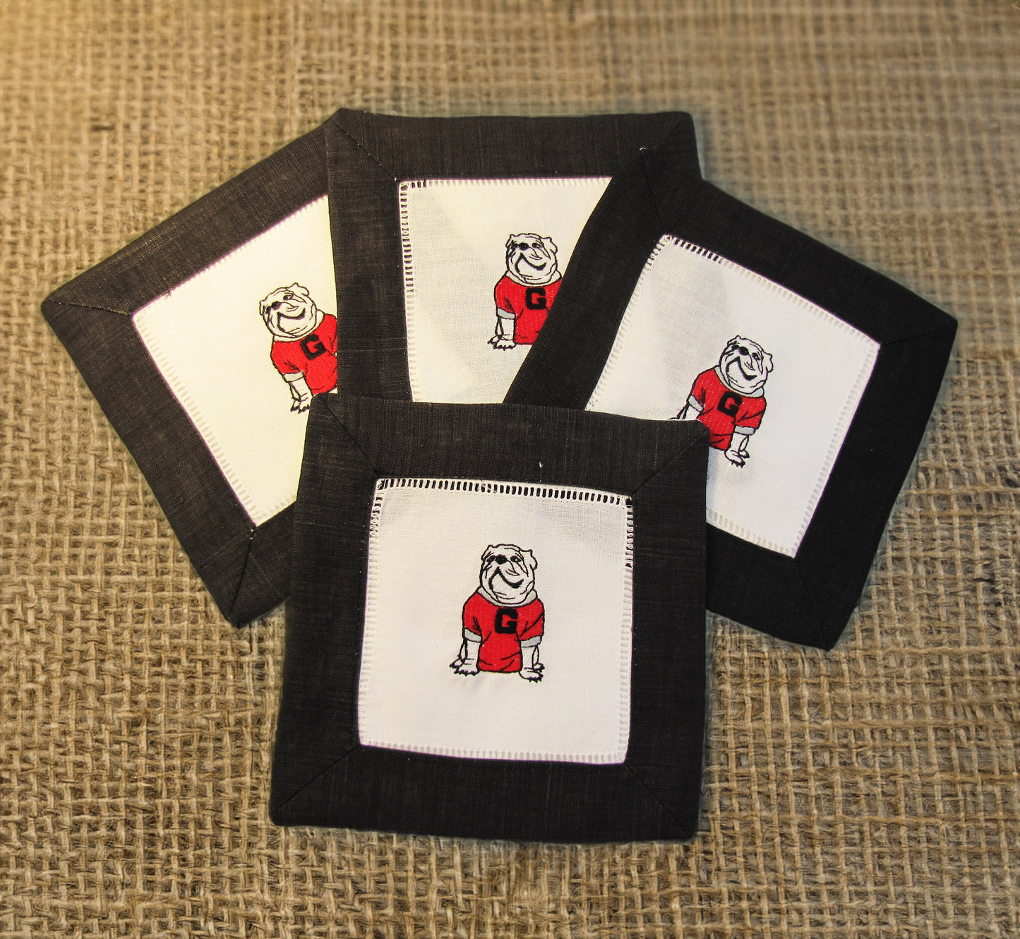 UGA cocktail napkins black border set of 4 - all Dawgs need these!