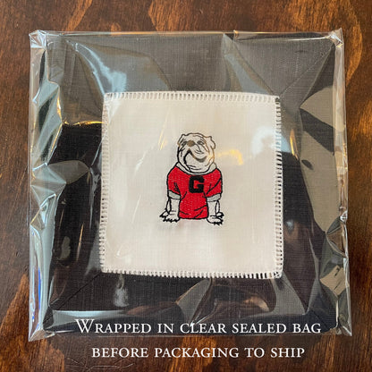 UGA cocktail napkins black border set of 4 - all Dawgs need these!