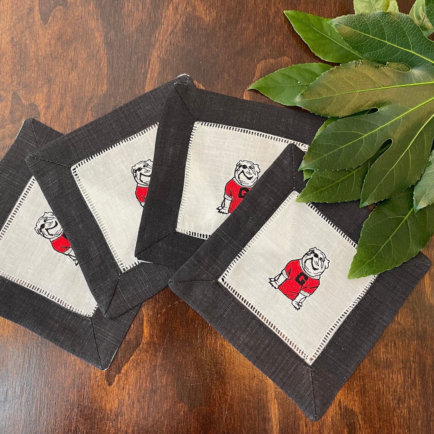 UGA cocktail napkins black border set of 4 - all Dawgs need these!
