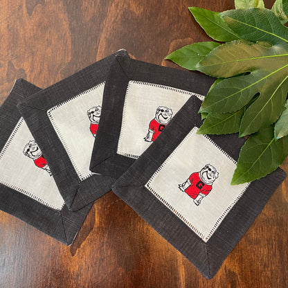 UGA cocktail napkins black border set of 4 - all Dawgs need these!