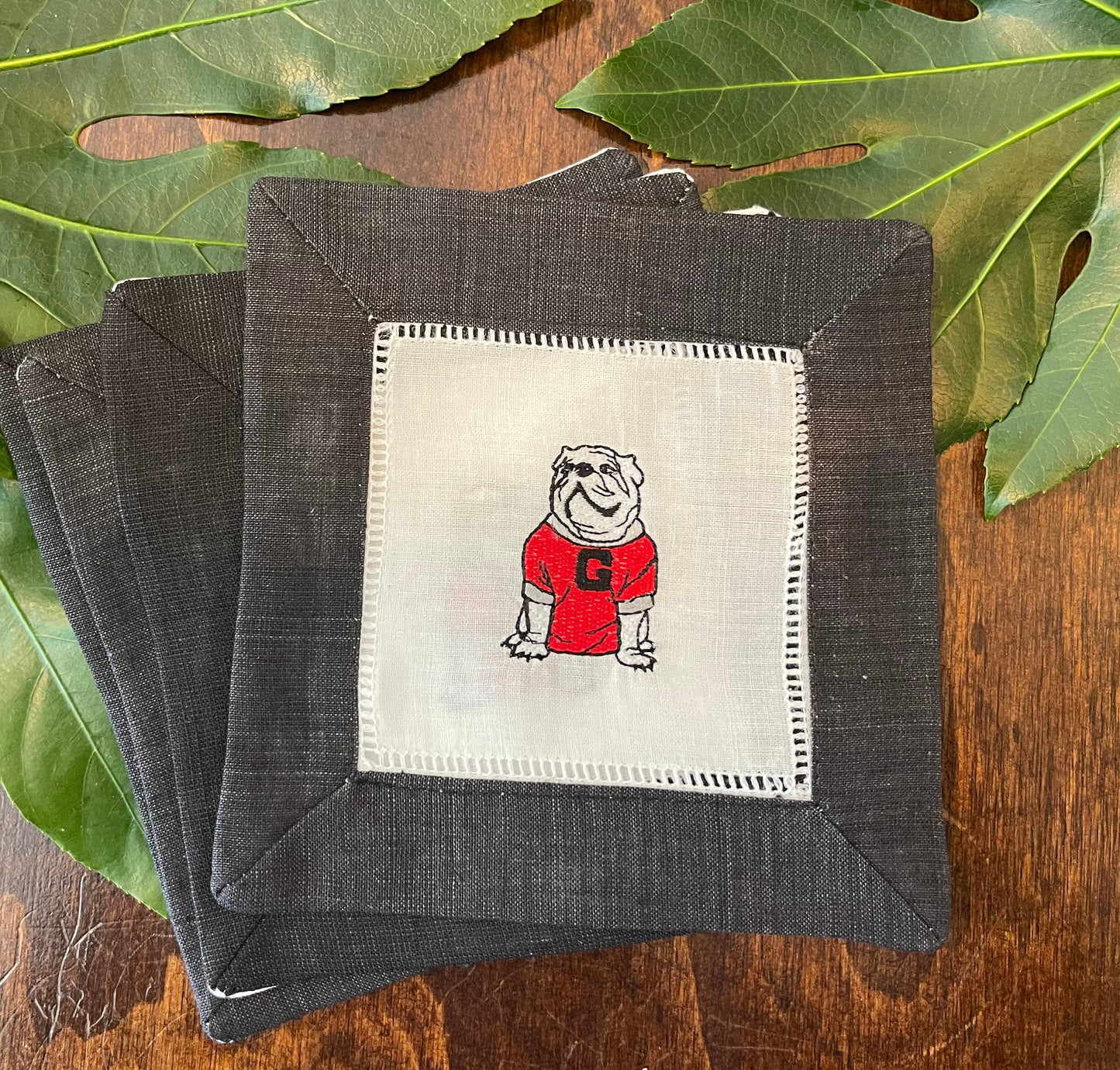 UGA cocktail napkins black border set of 4 - all Dawgs need these!