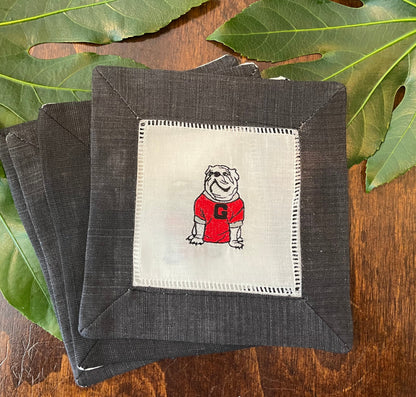UGA cocktail napkins black border set of 4 - all Dawgs need these!