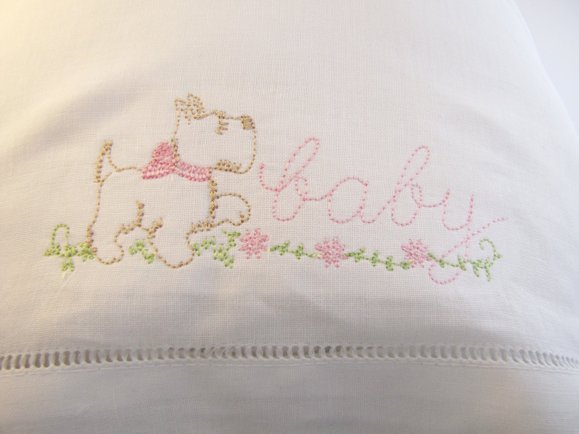 Proud Puppy Baby Pillow Cover Vintage style embroidery