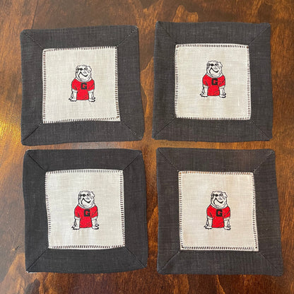 UGA cocktail napkins black border set of 4 - all Dawgs need these!