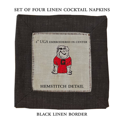 UGA cocktail napkins black border set of 4 - all Dawgs need these!