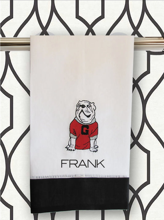 Personalized UGA linen guest towel with black border - all Dawgs need these!