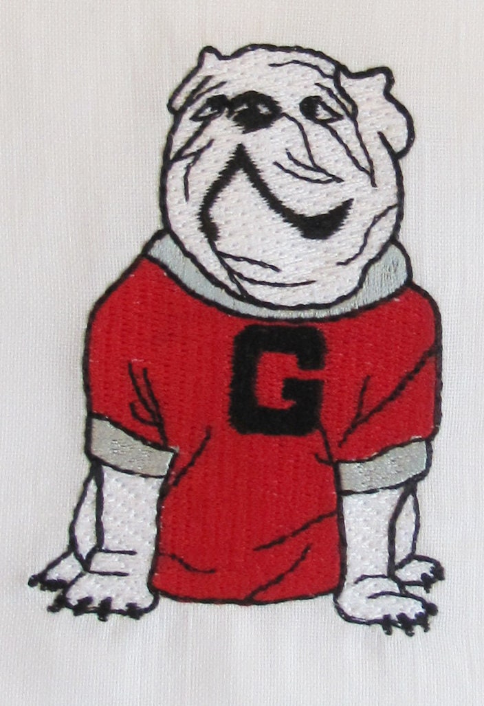 Personalized UGA linen guest towel with black border - all Dawgs need these!