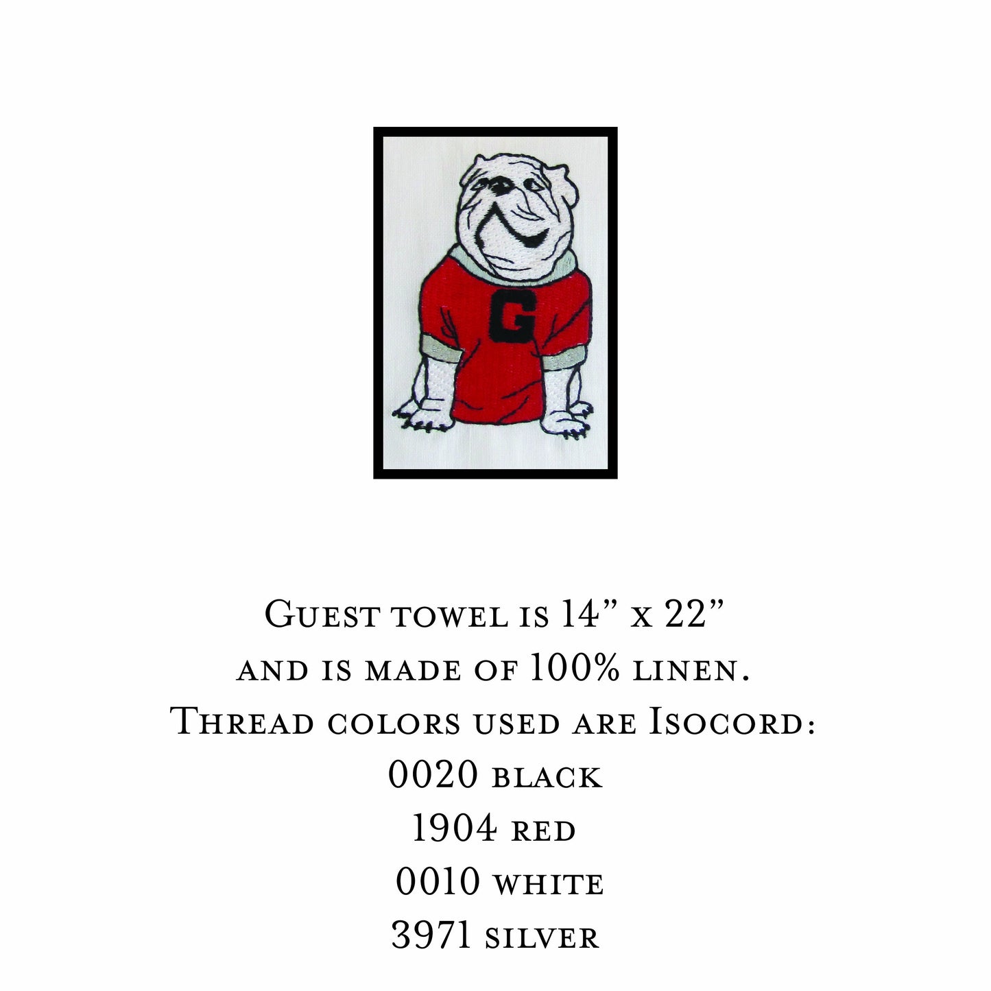 Christmas UGA linen guest towel red or black border - all Dawgs need these!