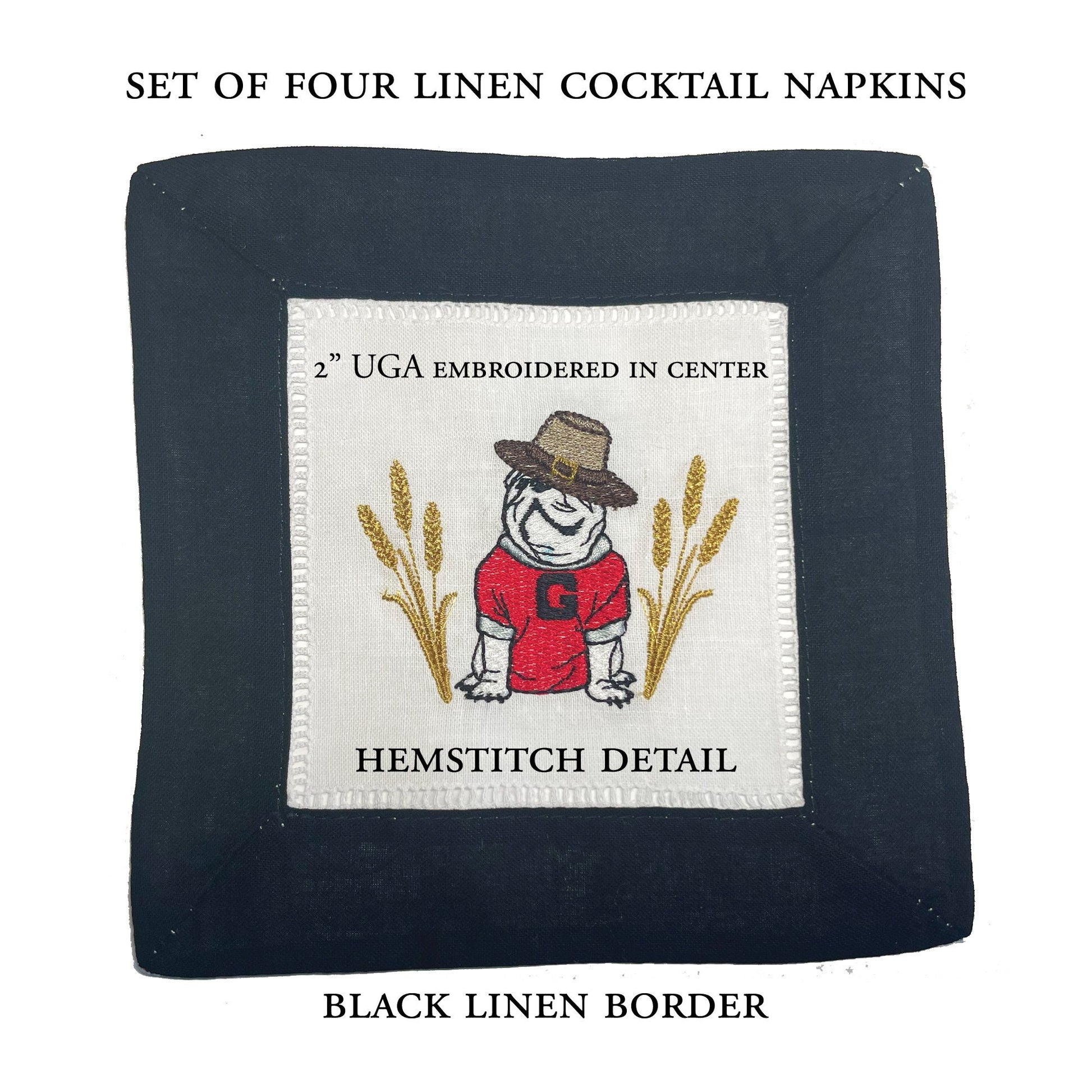 UGA Thanksgiving cocktail napkins red border set of 4 - all Dawgs need these!