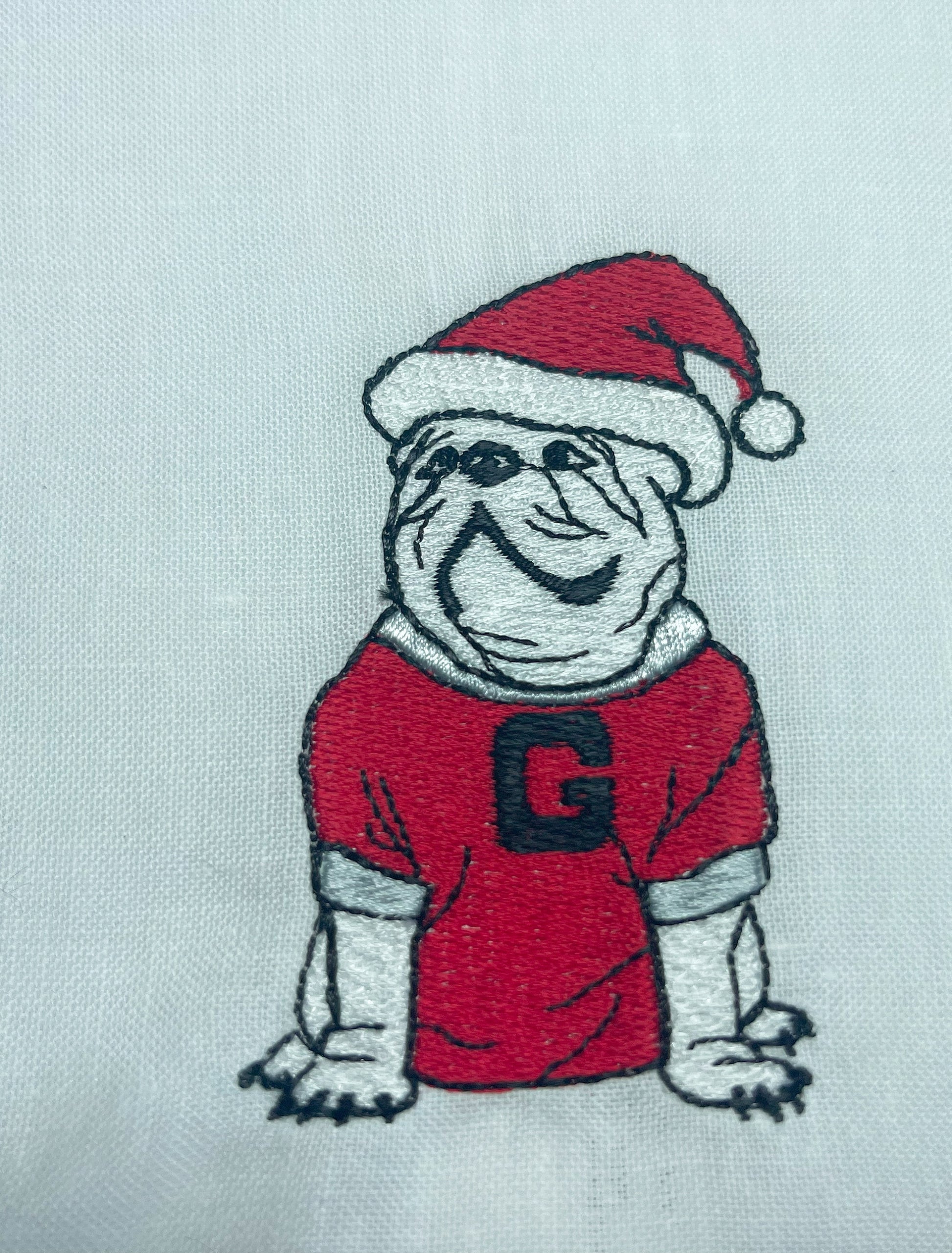 UGA Christmas linen guest towel red or black border - all Dawgs need these!