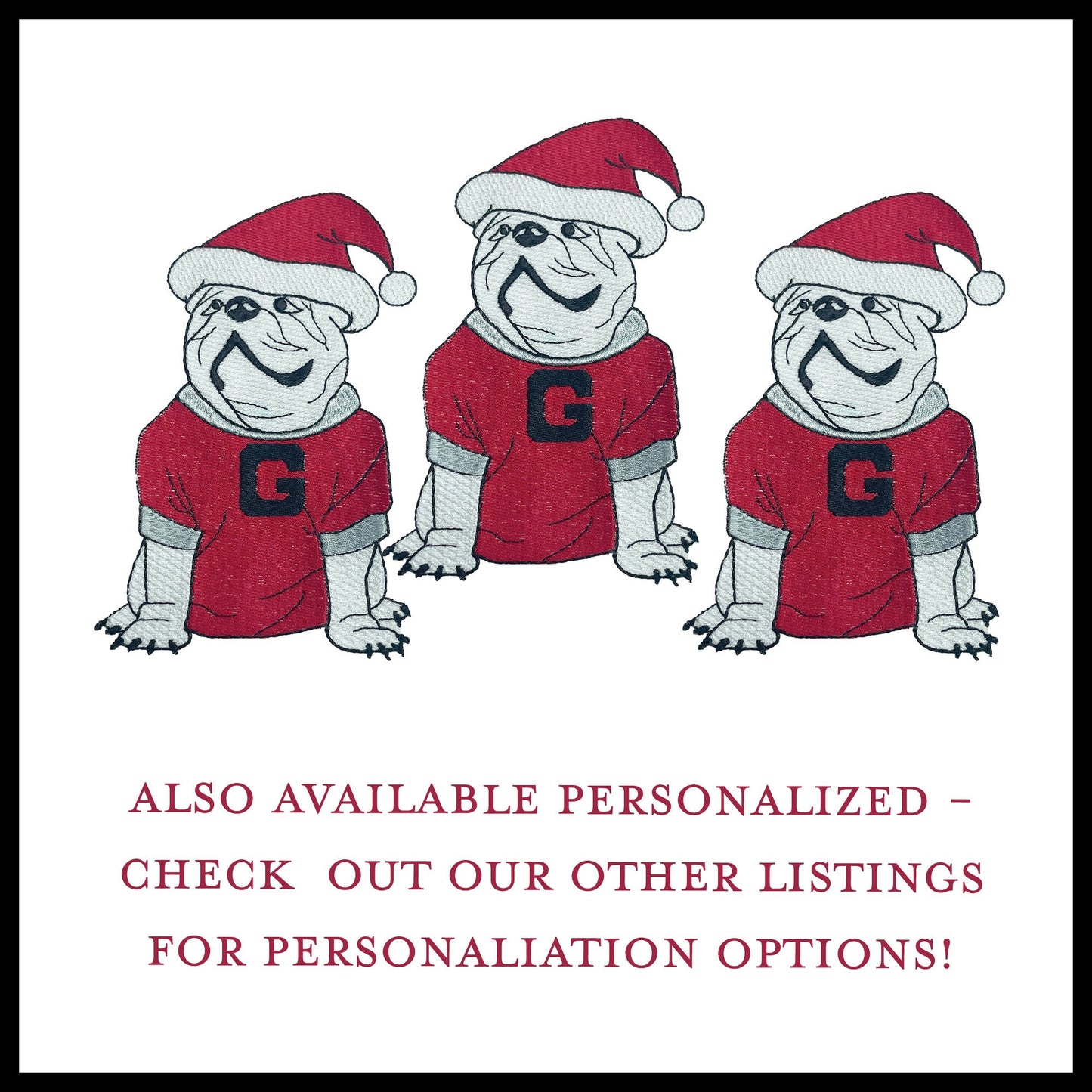 Christmas UGA linen guest towel red or black border - all Dawgs need these!
