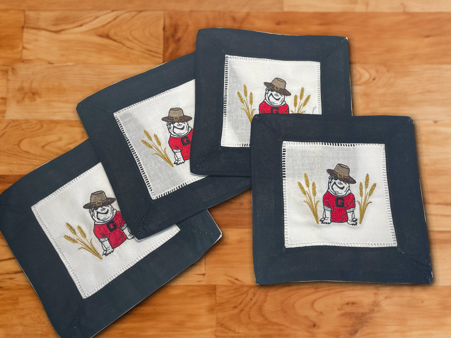 UGA Thanksgiving cocktail napkins red border set of 4 - all Dawgs need these!